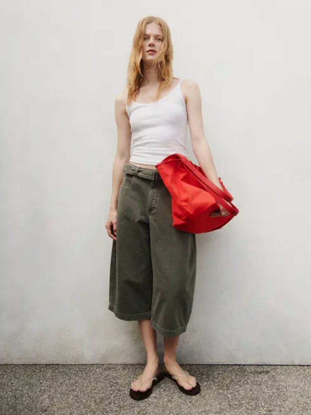 GAP Mid Rise Belted Culotte Barrel Pants / Moss Green / Size 4